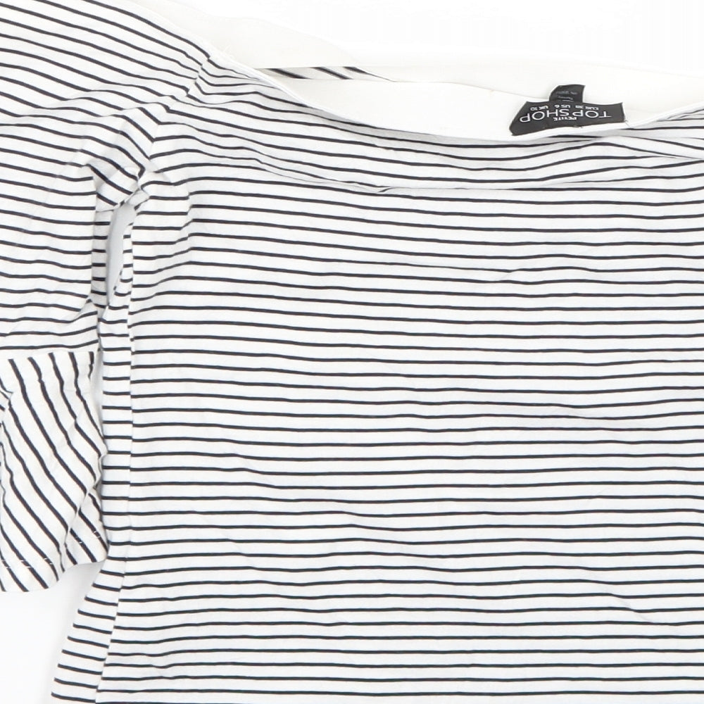 Topshop Womens Multicoloured Striped Basic Blouse Size 10