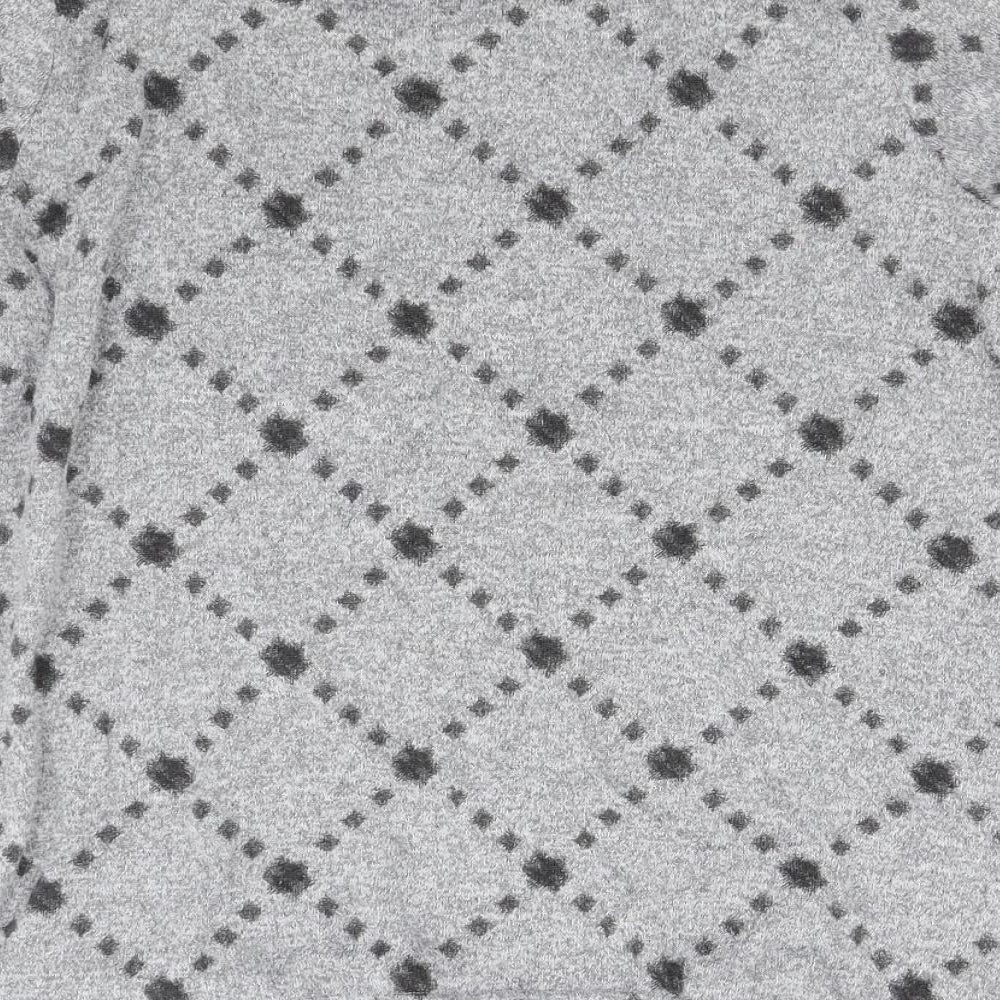 Marks & Spencer Womens Grey Check Knit Pullover Jumper Size 12