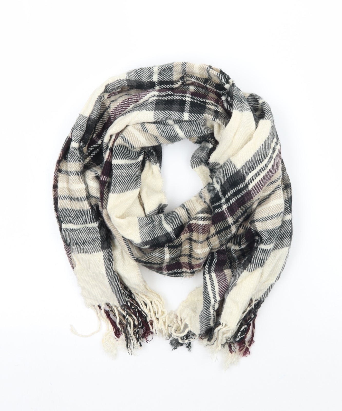 Preworn Womens White Check Scarf