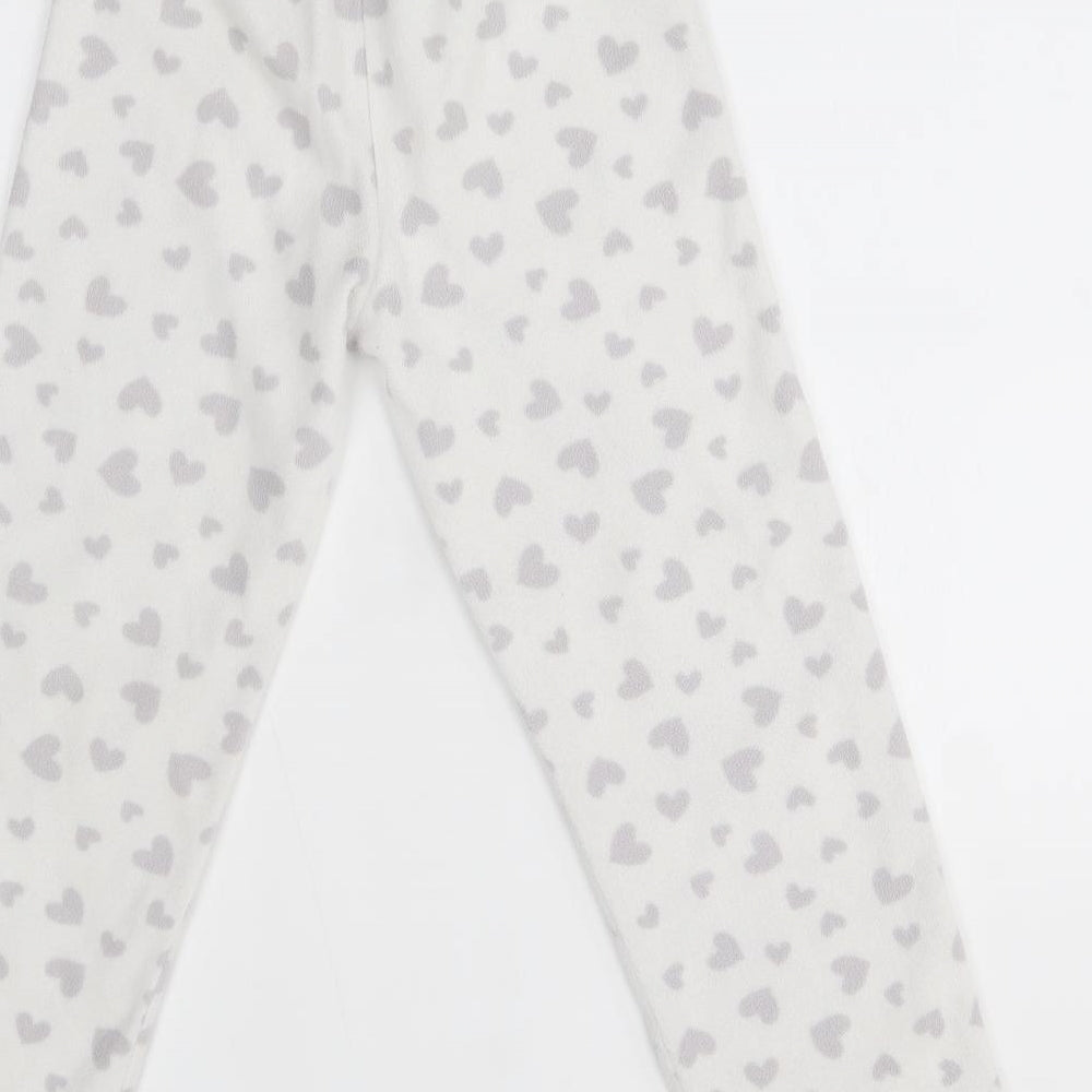 George Girls White Lounge Pants Size 7-8 Years - heart pattern