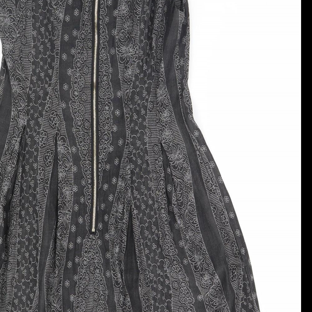 H&D Wireless Womens Grey Floral A-Line Size S