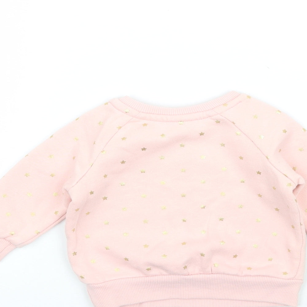 Primark Girls Pink Pullover Jumper Size 3-6 Months - Star Pattern Sweatshirt