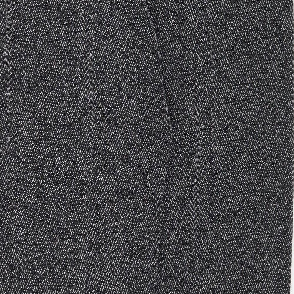 Preworn Womens Black Herringbone Trousers Size 14 L28 in