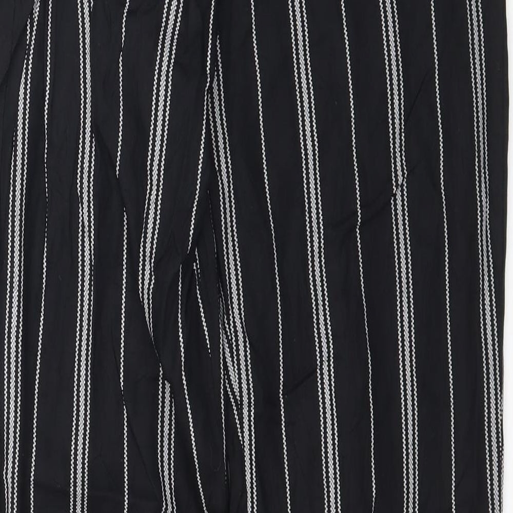 H&M Womens Black Striped Trousers Size 6 L27 in