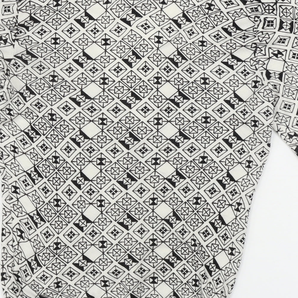 H&M Womens White Geometric Cardigan Jumper Size XS