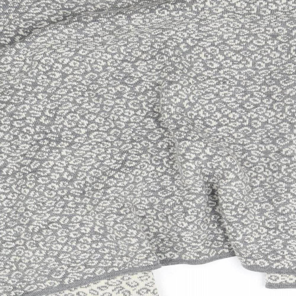 cocogio Womens Grey Animal Print Cardigan Jumper Size M