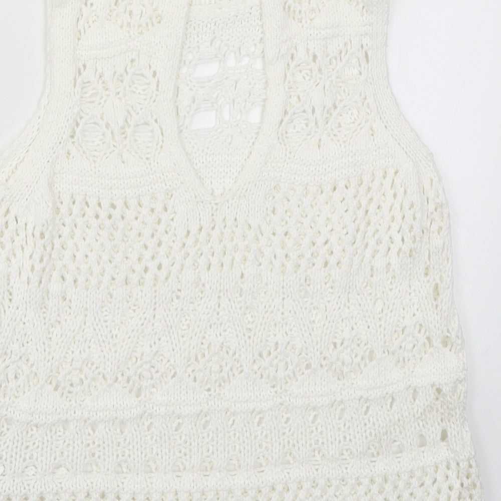 Next Womens White Knit Vest Jumper Size 6