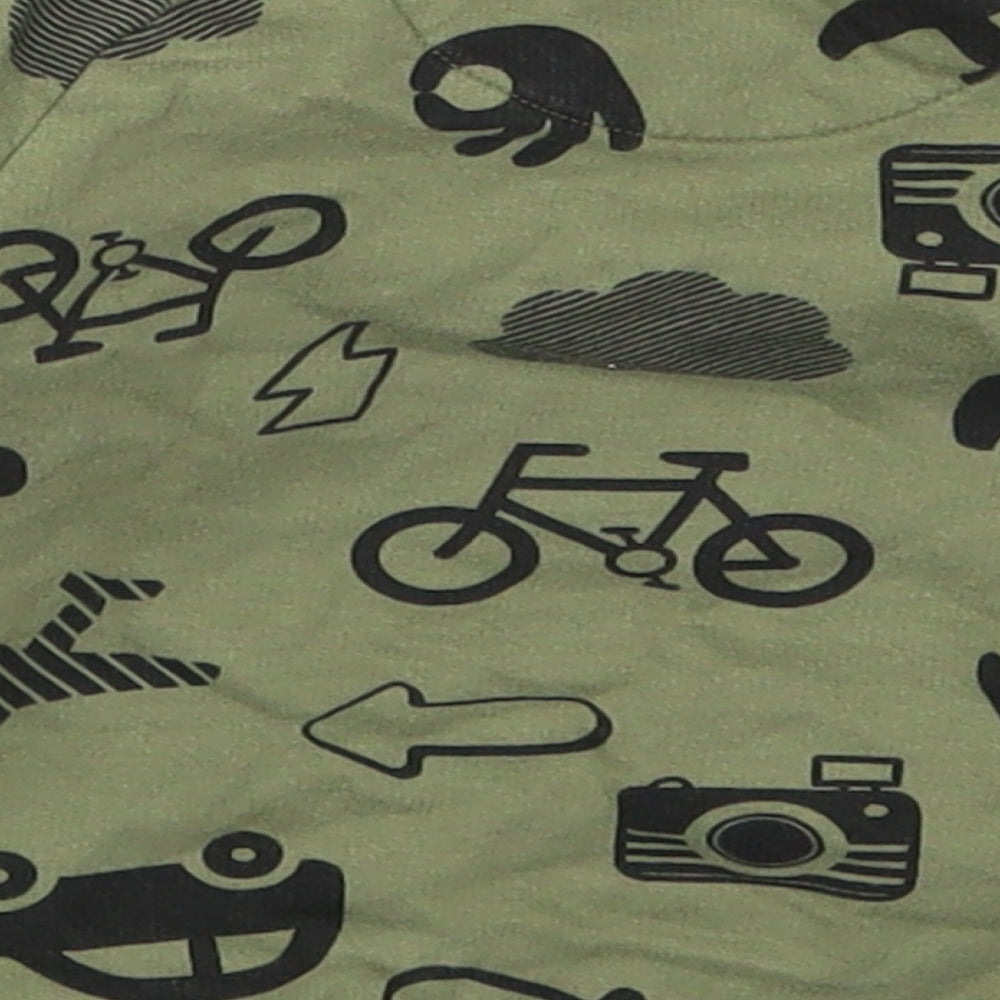 Nutmeg Boys Green Basic T-Shirt Size 6-9 Months - Cars Bicycles Planes