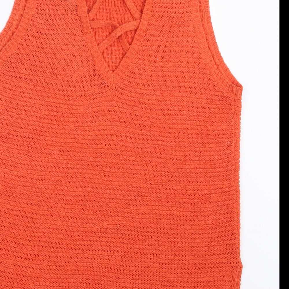 New Look Womens Orange Knit Pullover Jumper Size 10