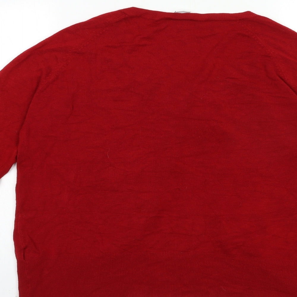 New Look Womens Red Knit Cardigan Jumper Size 16