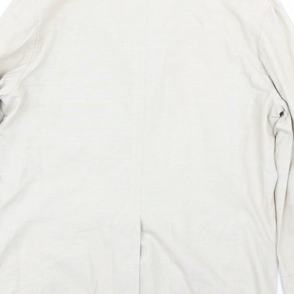 Kwan Womens Beige Jacket Blazer Size L