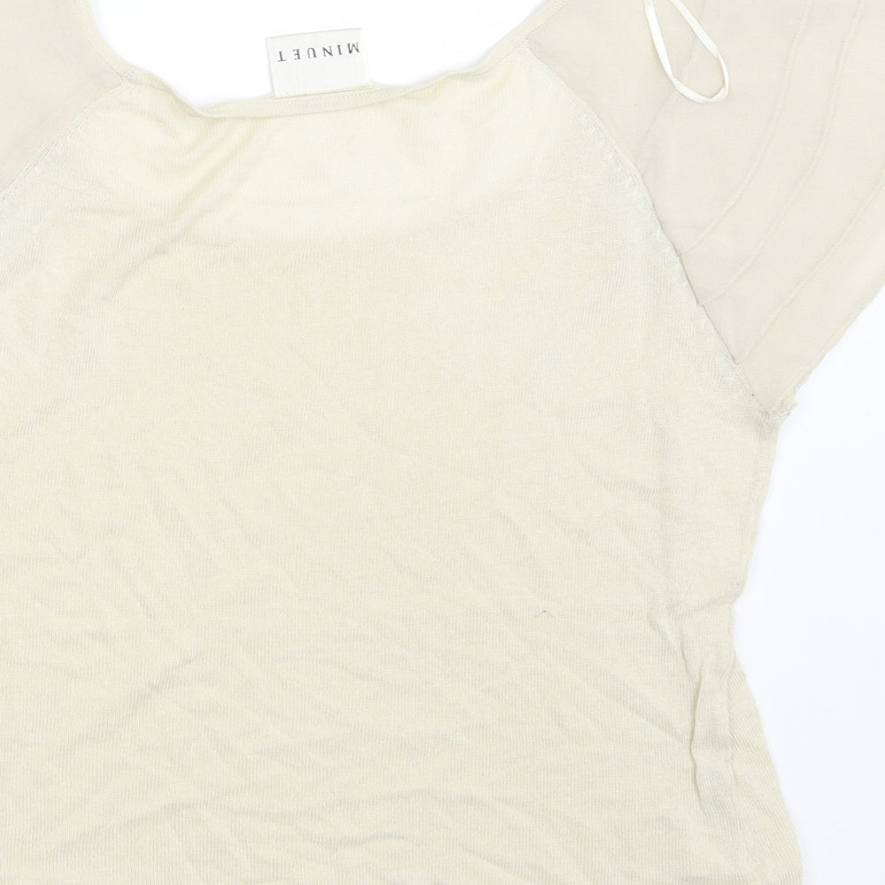 Minuet Womens Beige Basic T-Shirt Size 8