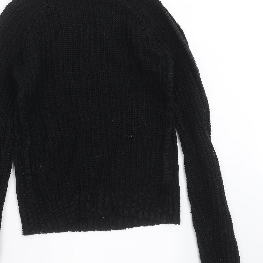 Miss Evie Girls Black Knit Pullover Jumper Size 9-10 Years - cold Shoulder
