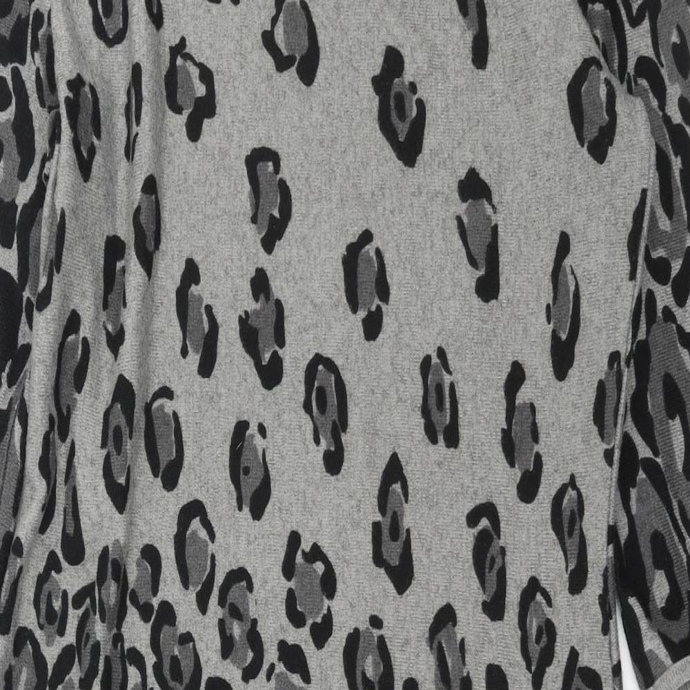 Inspire Collection Womens Grey Animal Print Knit Jumper Dress Size S