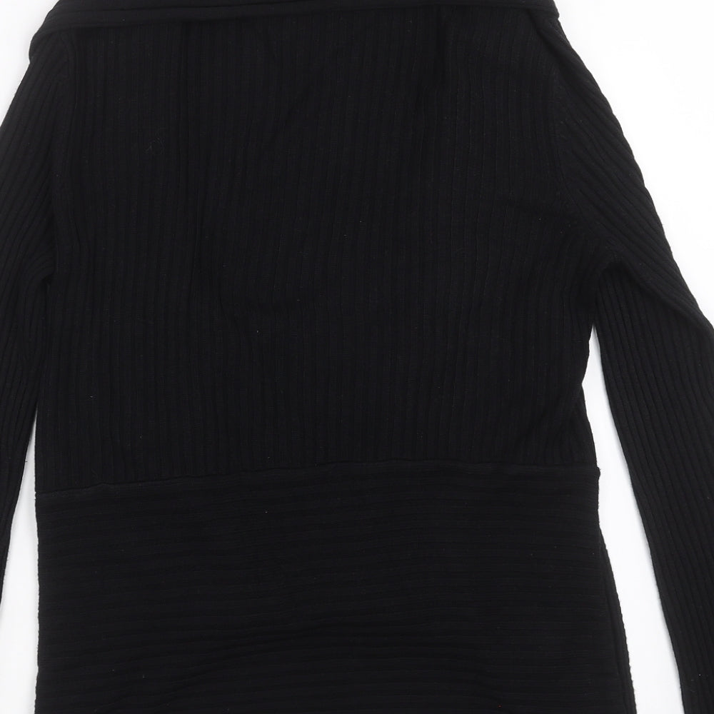 Bonmarché Womens Black Striped Knit Cardigan Jumper Size M