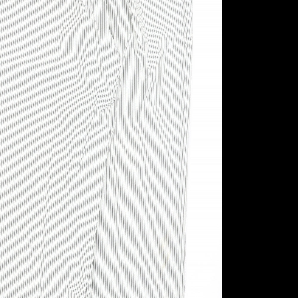 Bonmarché , Womens White Striped Trousers Size 16 L27 in