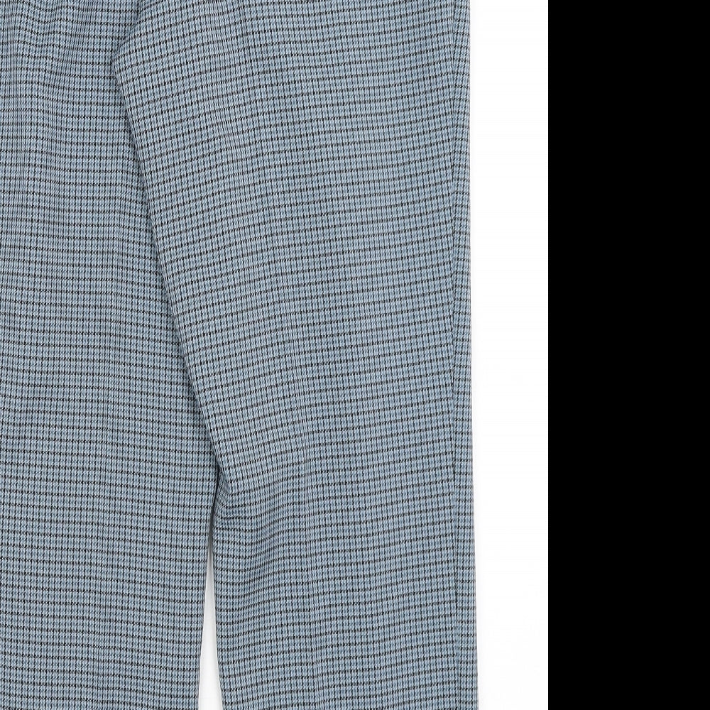 M&S Womens Blue Check Trousers Size 14 L27 in