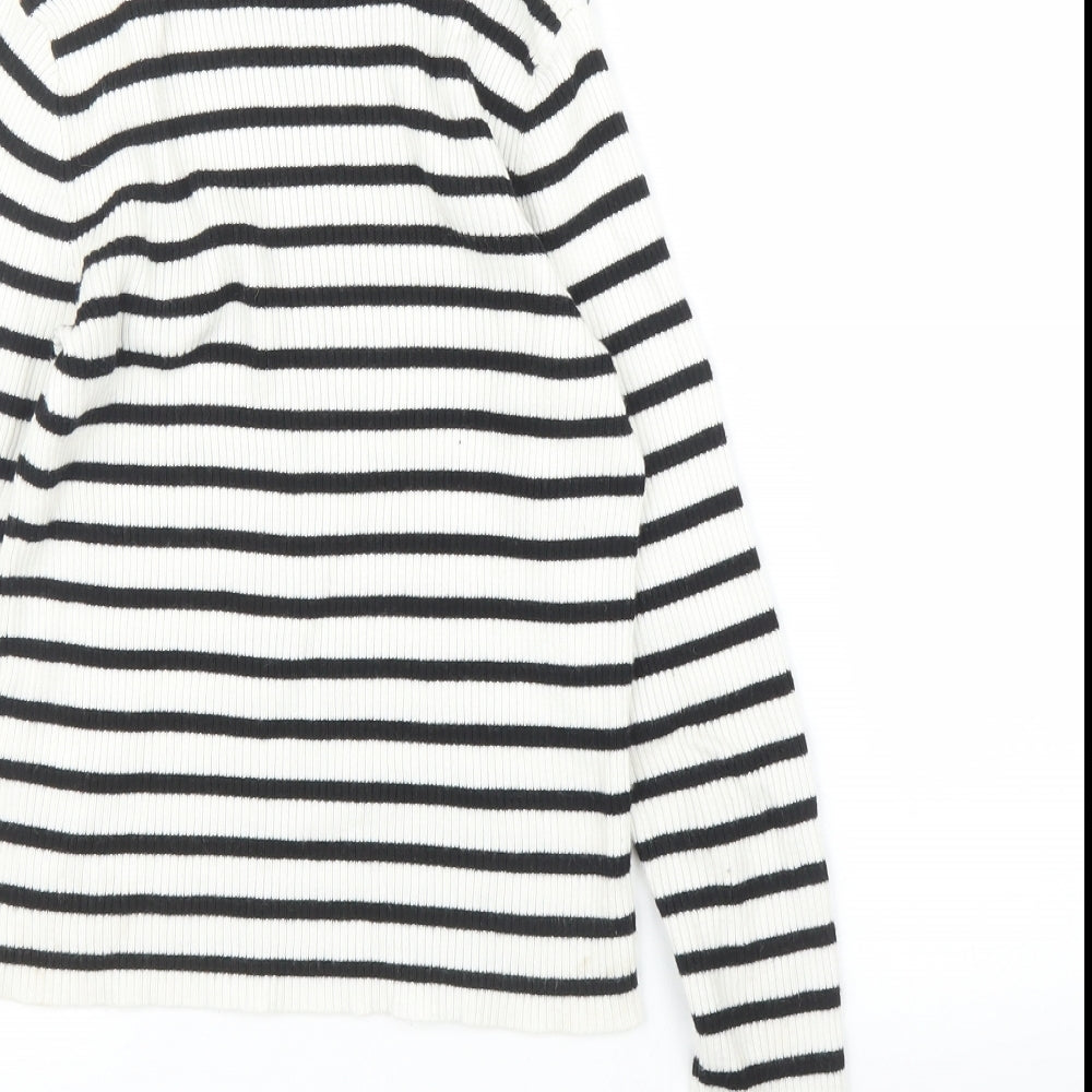 H&M Girls White Striped Pullover Jumper Size 9 Years