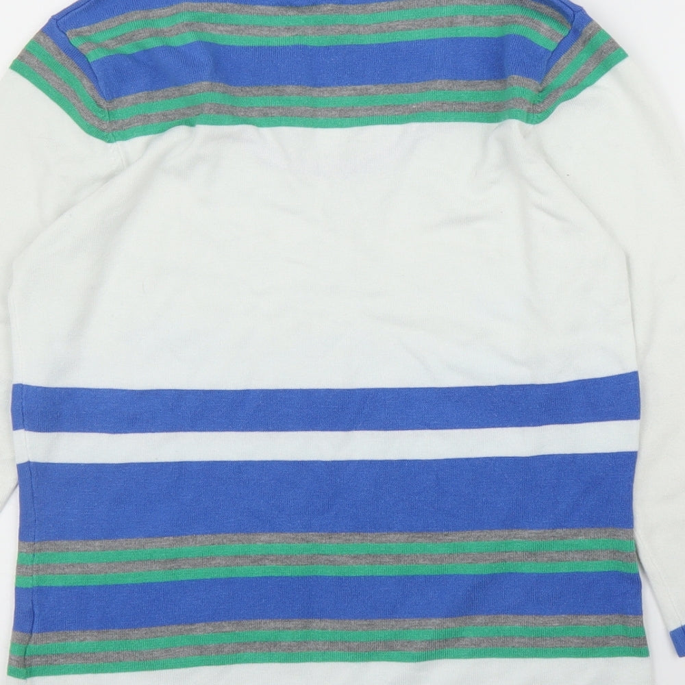 I/Text Womens White Striped Pullover Jumper Size S