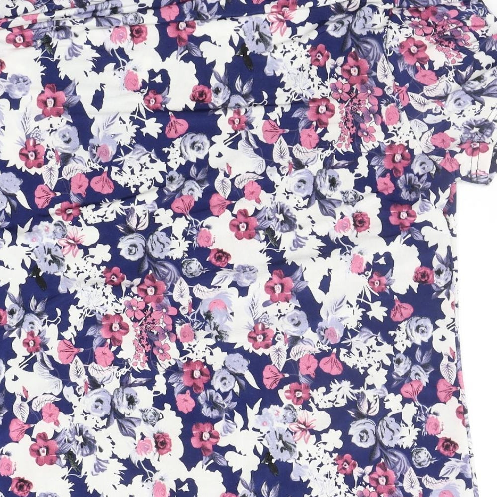 Roseanna Womens Blue Floral Basic T-Shirt Size M