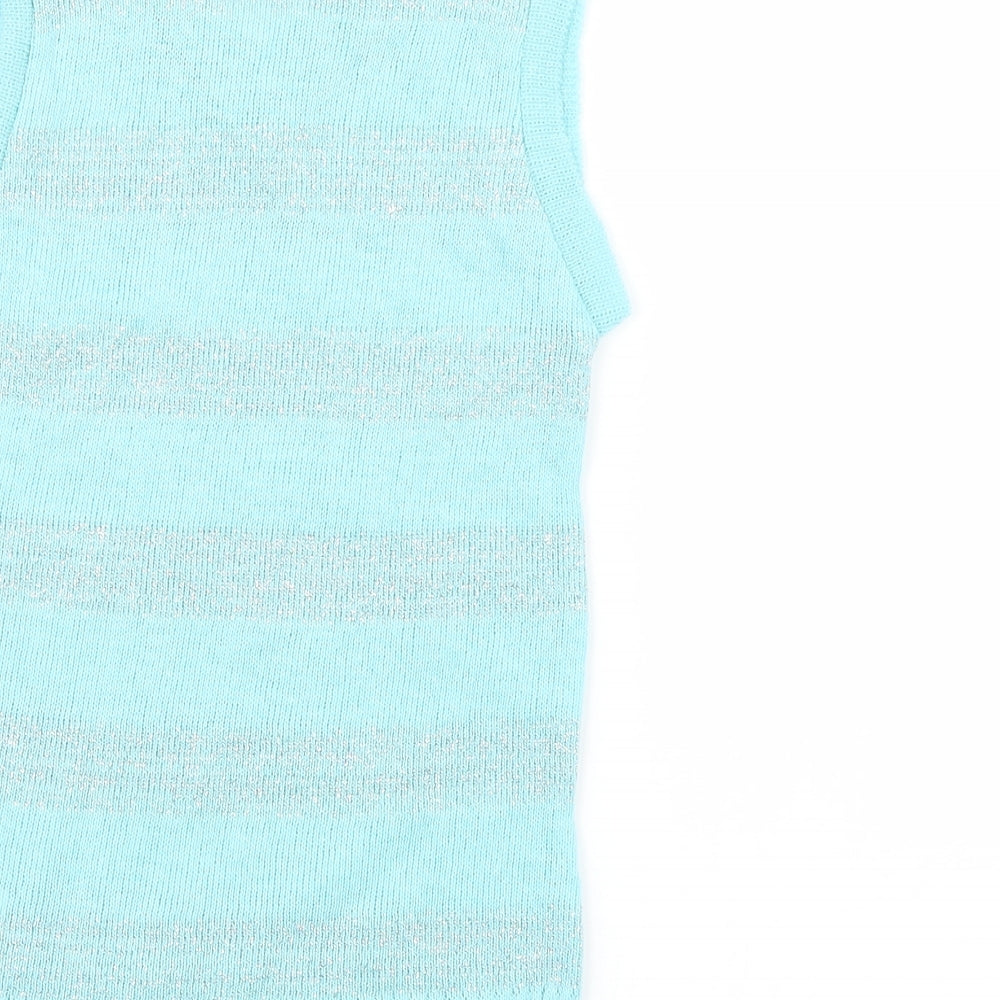 Black Pepper Womens Blue Striped Vest Jumper Size XL