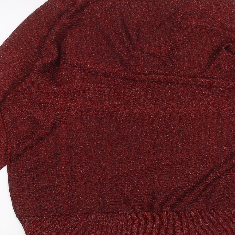 M&Co Womens Red Basic T-Shirt Size 12
