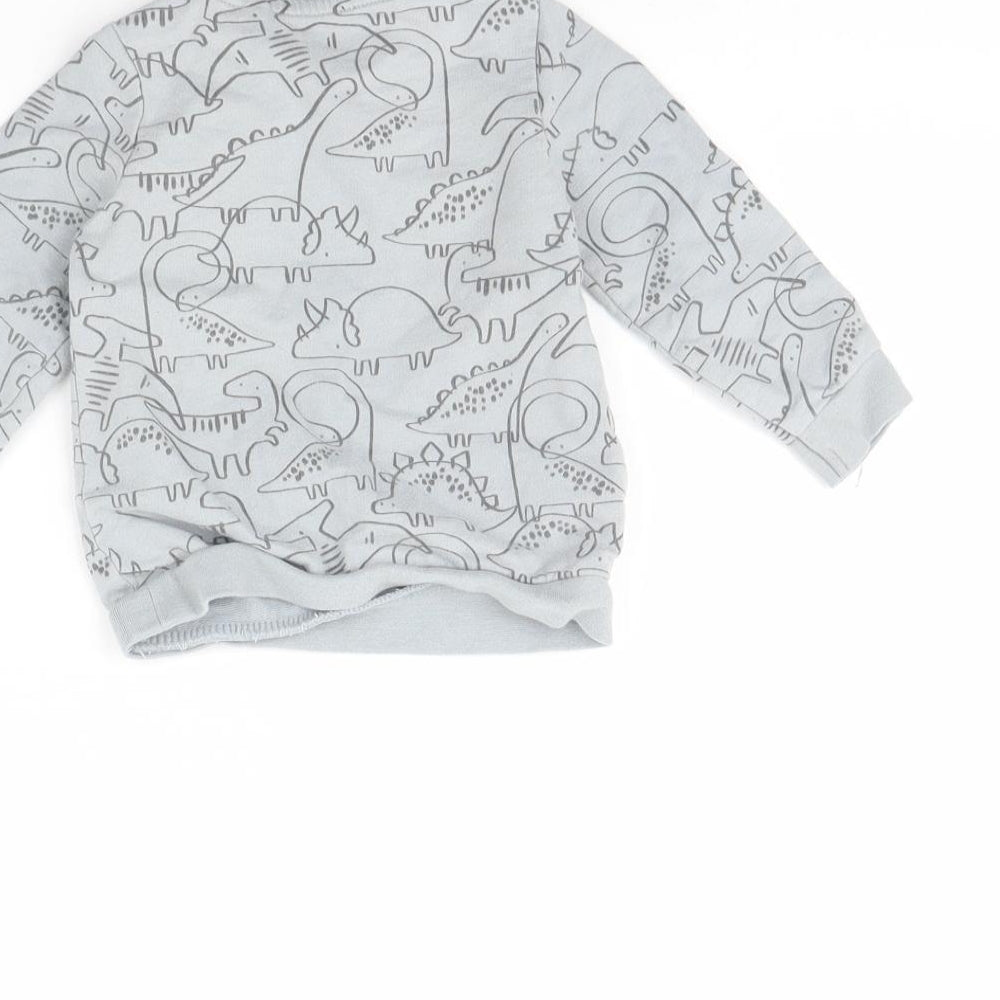 TU Baby Grey Animal Print Pullover Jumper Size 6-9 Months - Dinosaur