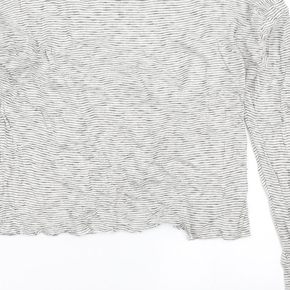 Topshop Womens Black Striped Cropped T-Shirt Size 6