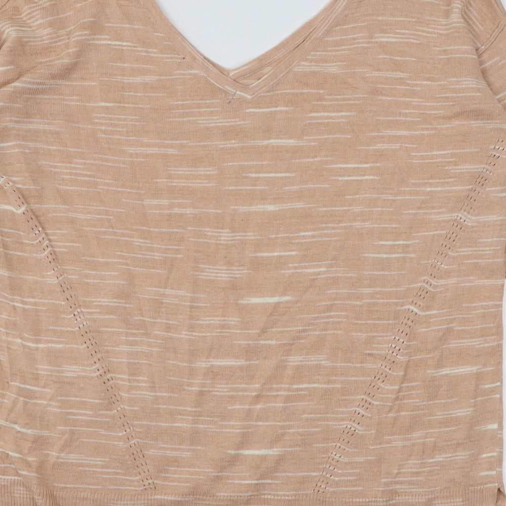 Marks & Spencer Womens Orange Striped Knit Pullover Jumper Size M