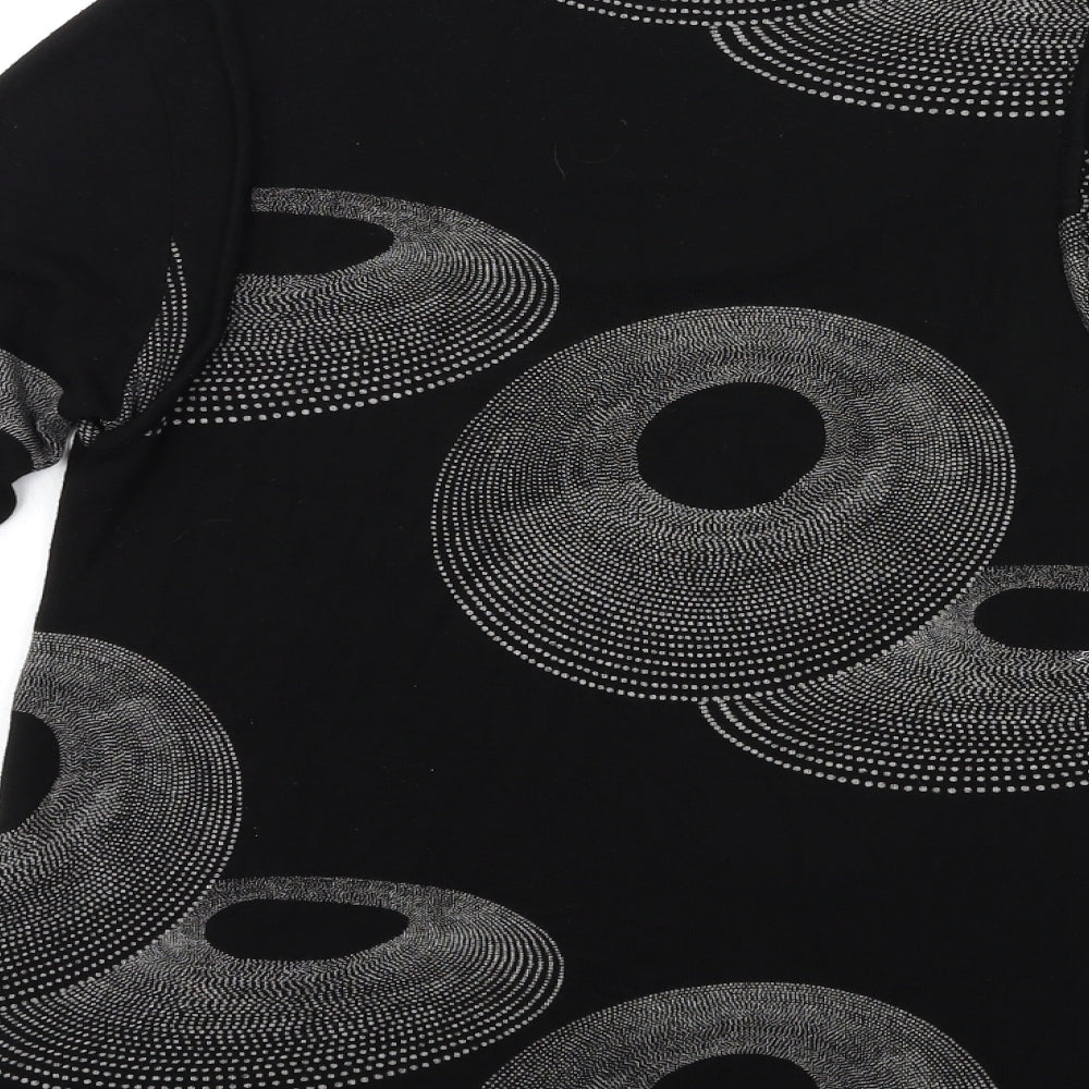 lauren yidal Womens Black Polka Dot Basic T-Shirt Size M