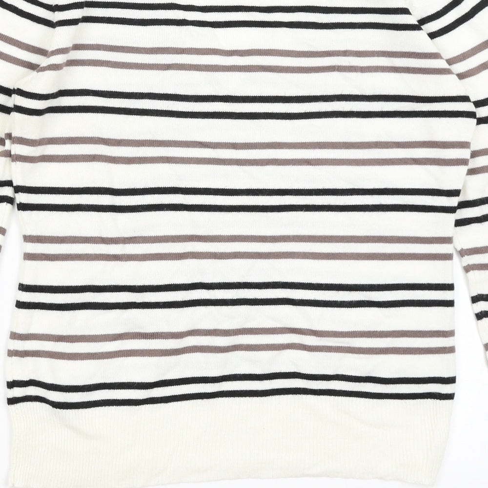 Dorothy Perkins Womens Ivory Striped Pullover Jumper Size 12