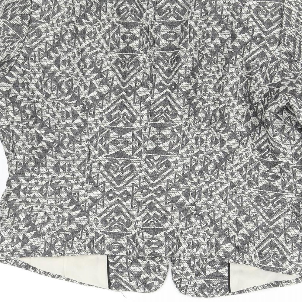 H&M Womens Grey Geometric Jacket Blazer Size 8