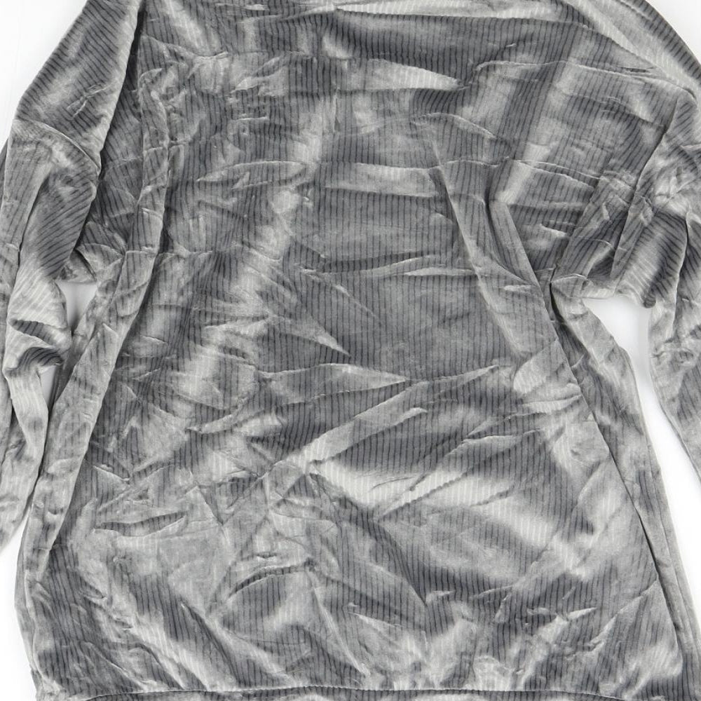 Nutmeg Womens Grey Velour Pullover Jumper Size 8