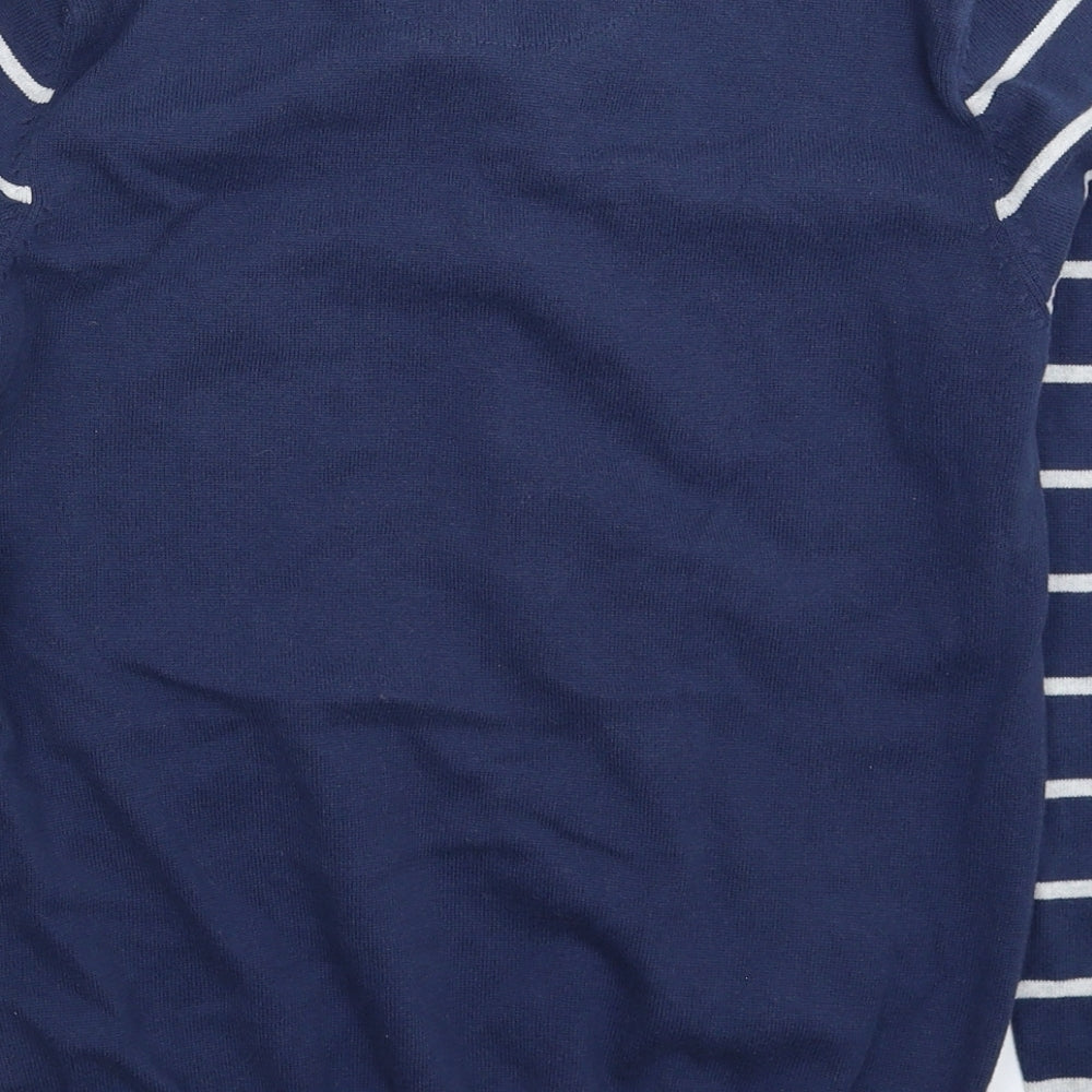 Cedarwood State Womens Blue Striped Knit Pullover Jumper Size XS