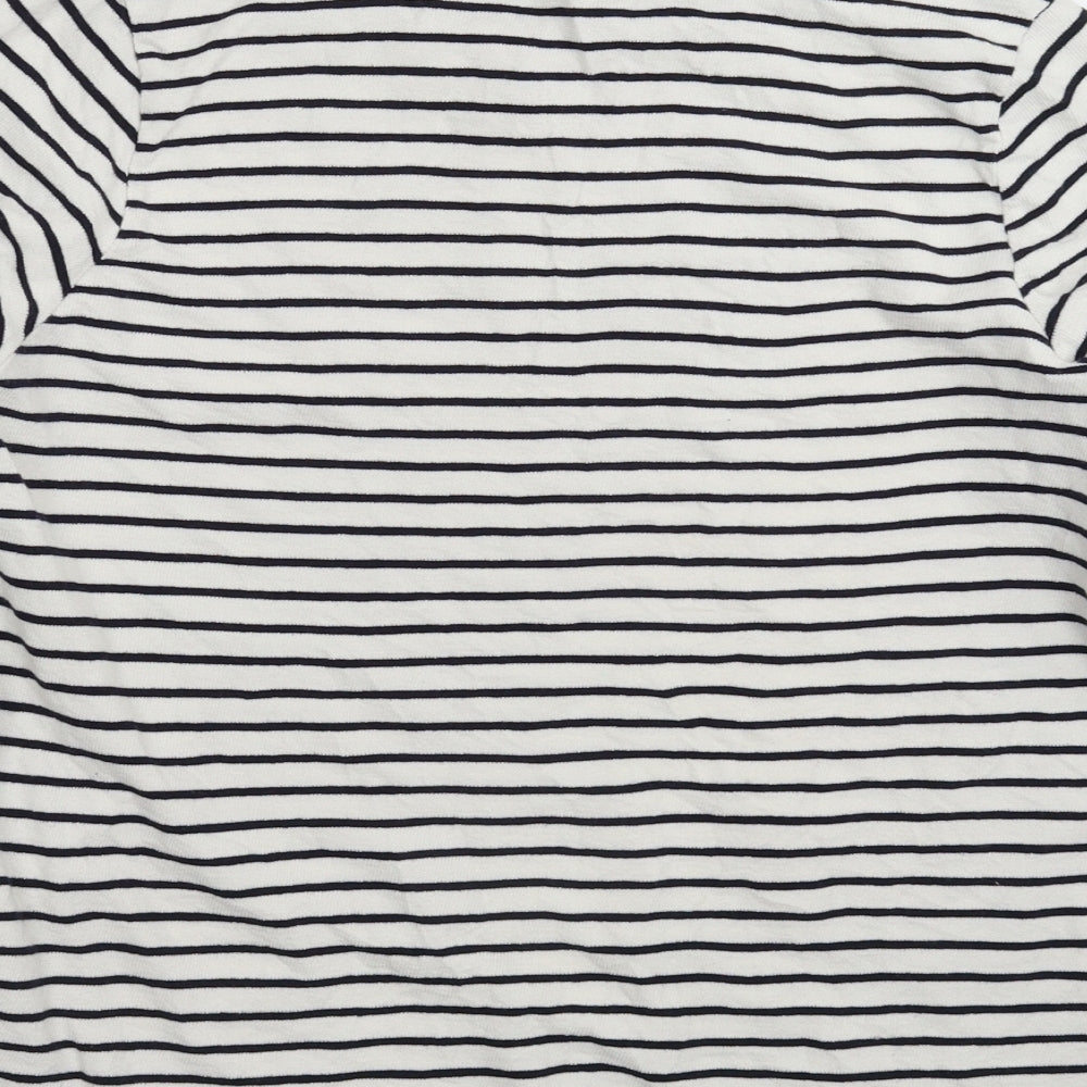 Preworn Womens White Striped Knit Pullover Jumper Size 10