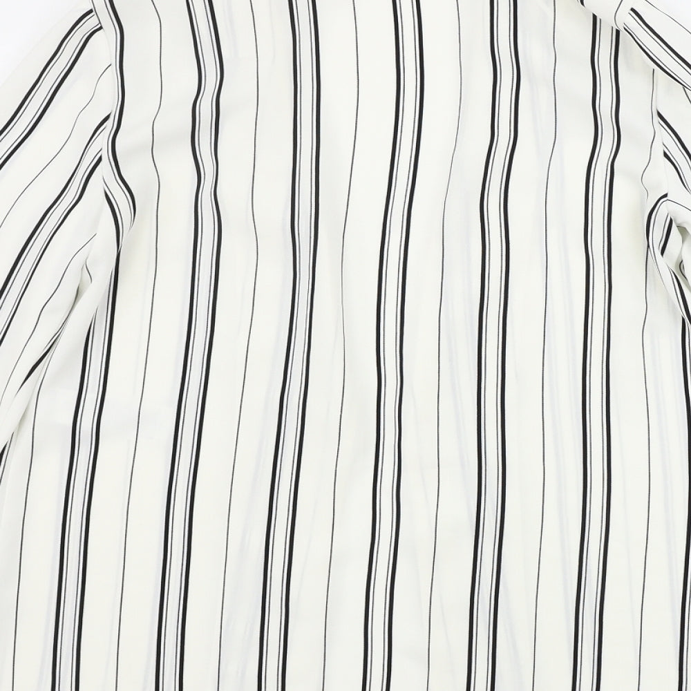 New Look Womens White Striped Cardigan Jumper Size 6