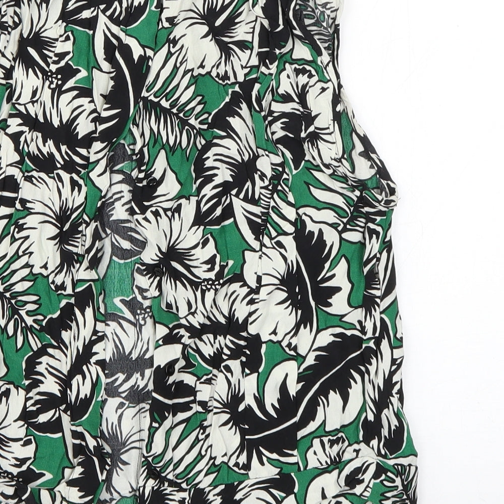Zara Womens Green Floral Basic Tank Size S