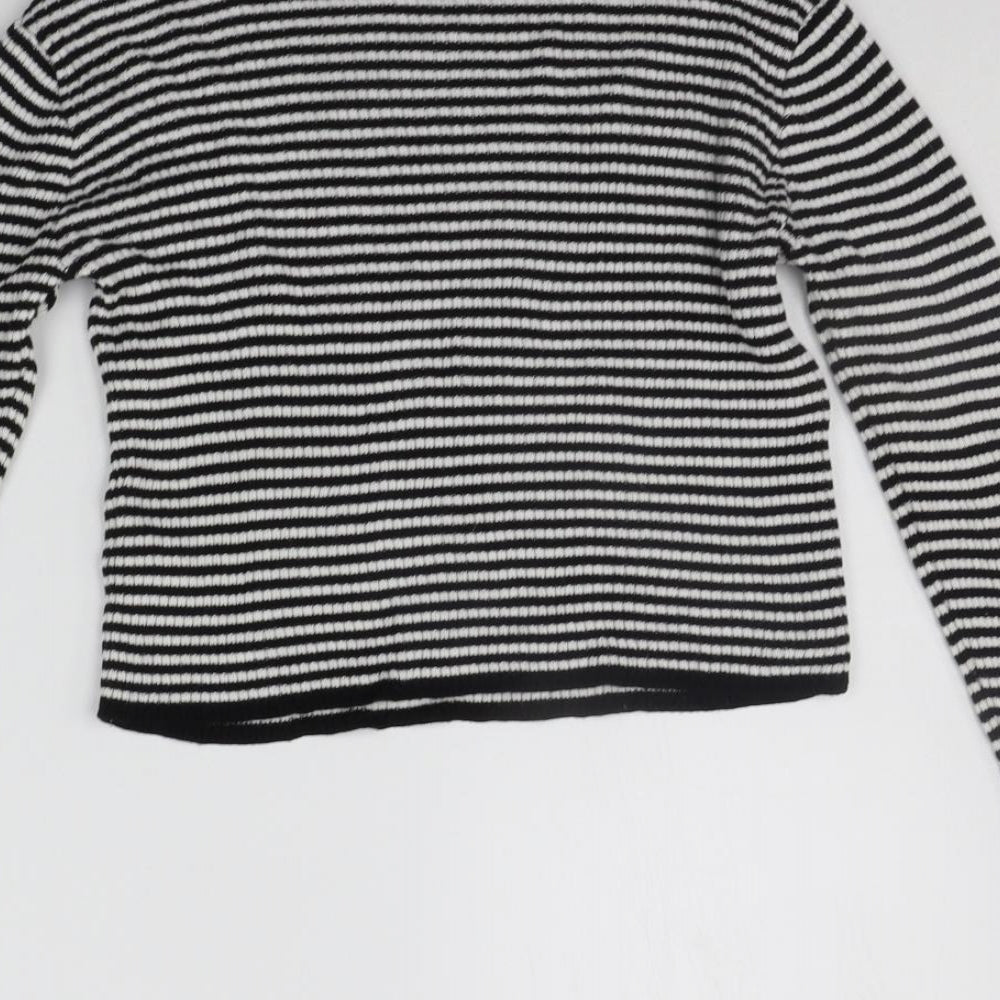 MISS EVIE Girls Black Striped Pullover Jumper Size 11-12 Years