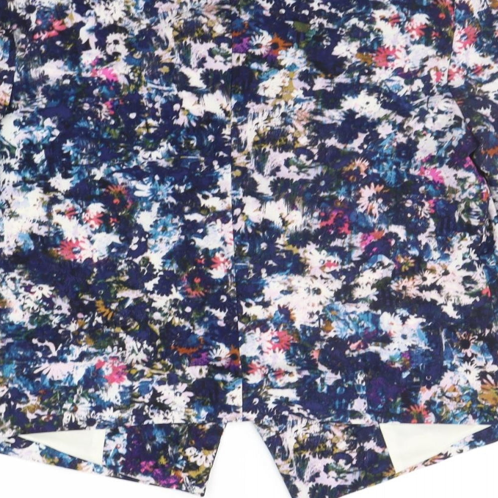 New Look Womens Blue Floral Jacket Blazer Size 14