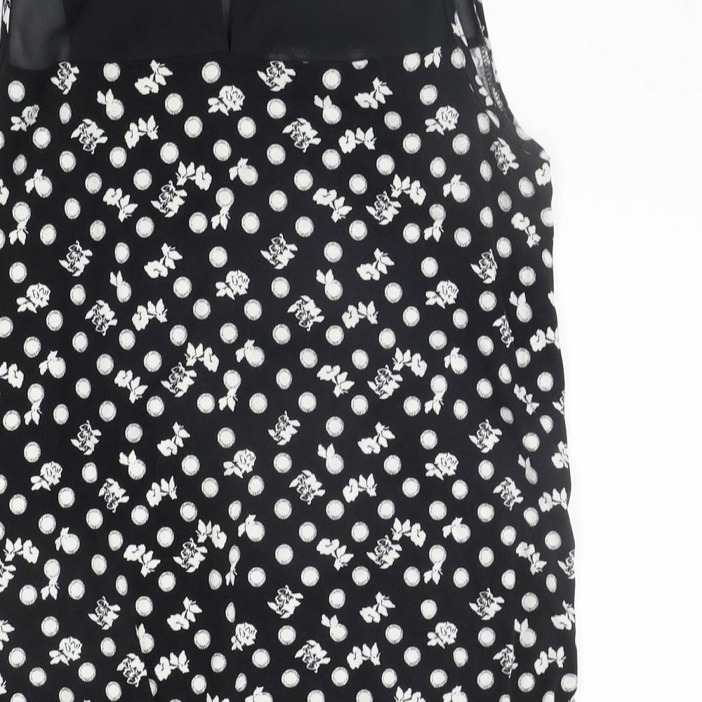 NEXT Womens Black Geometric Basic T-Shirt Size 10