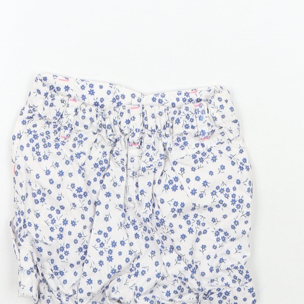 Mothercare Girls White Floral Cropped Trousers Size 6-9 Months
