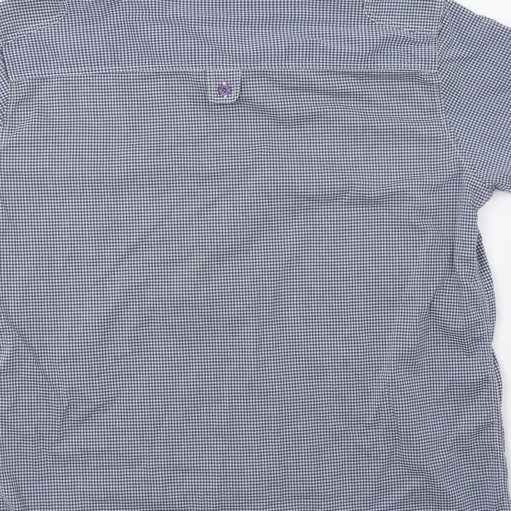 JUNK de LUXE Mens Blue Check Button-Up Size XL