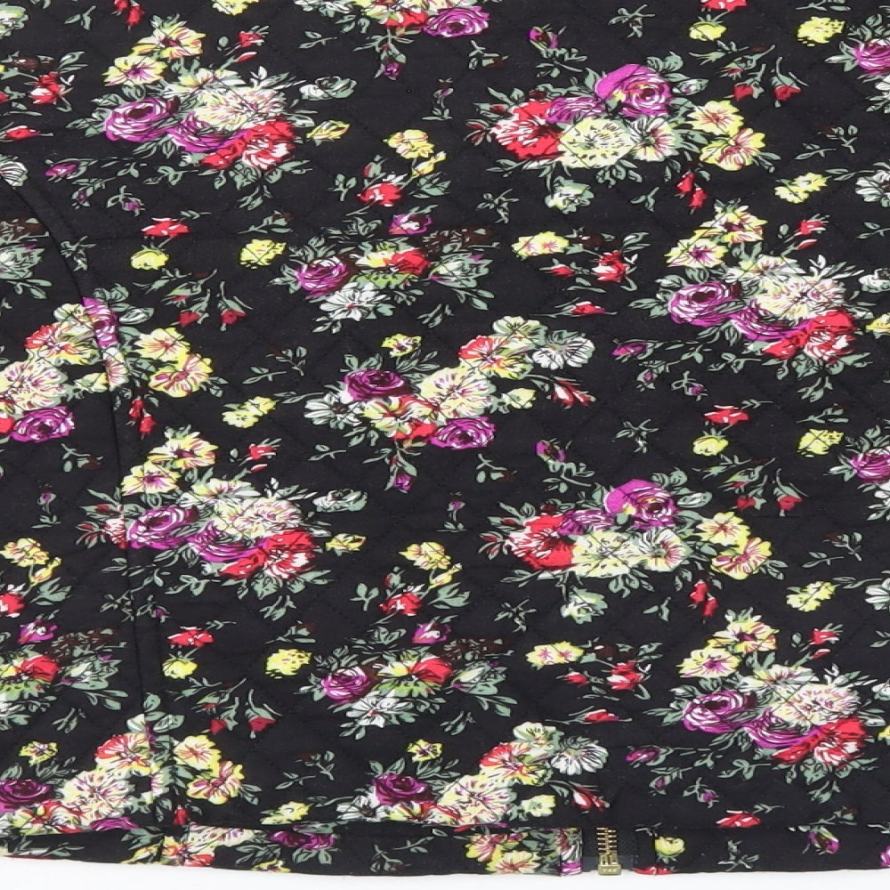 Miss Selfridge Womens Black Floral Parka Coat Size 14