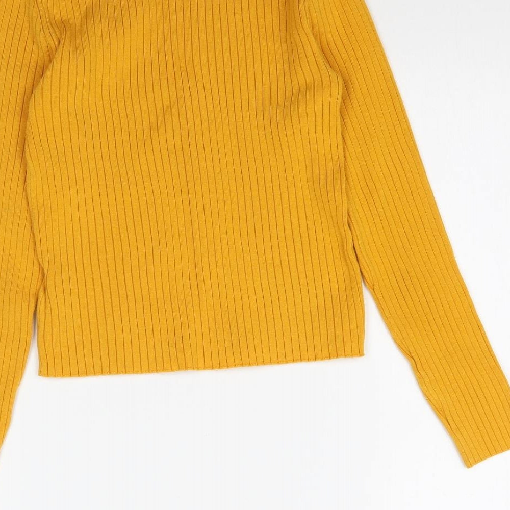 H&M Womens Yellow Knit Pullover Jumper Size XS
