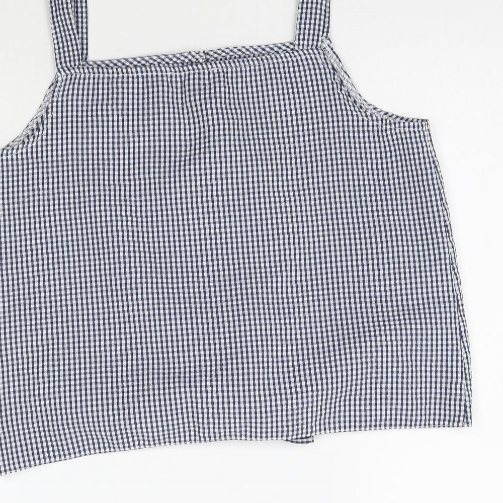 Primark Girls Blue Plaid Basic Tank Size 12-13 Years - Tie Detail Check print