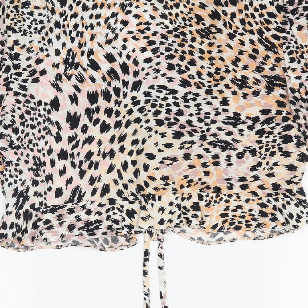 New Look Womens Multicoloured Animal Print Basic Blouse Size 12