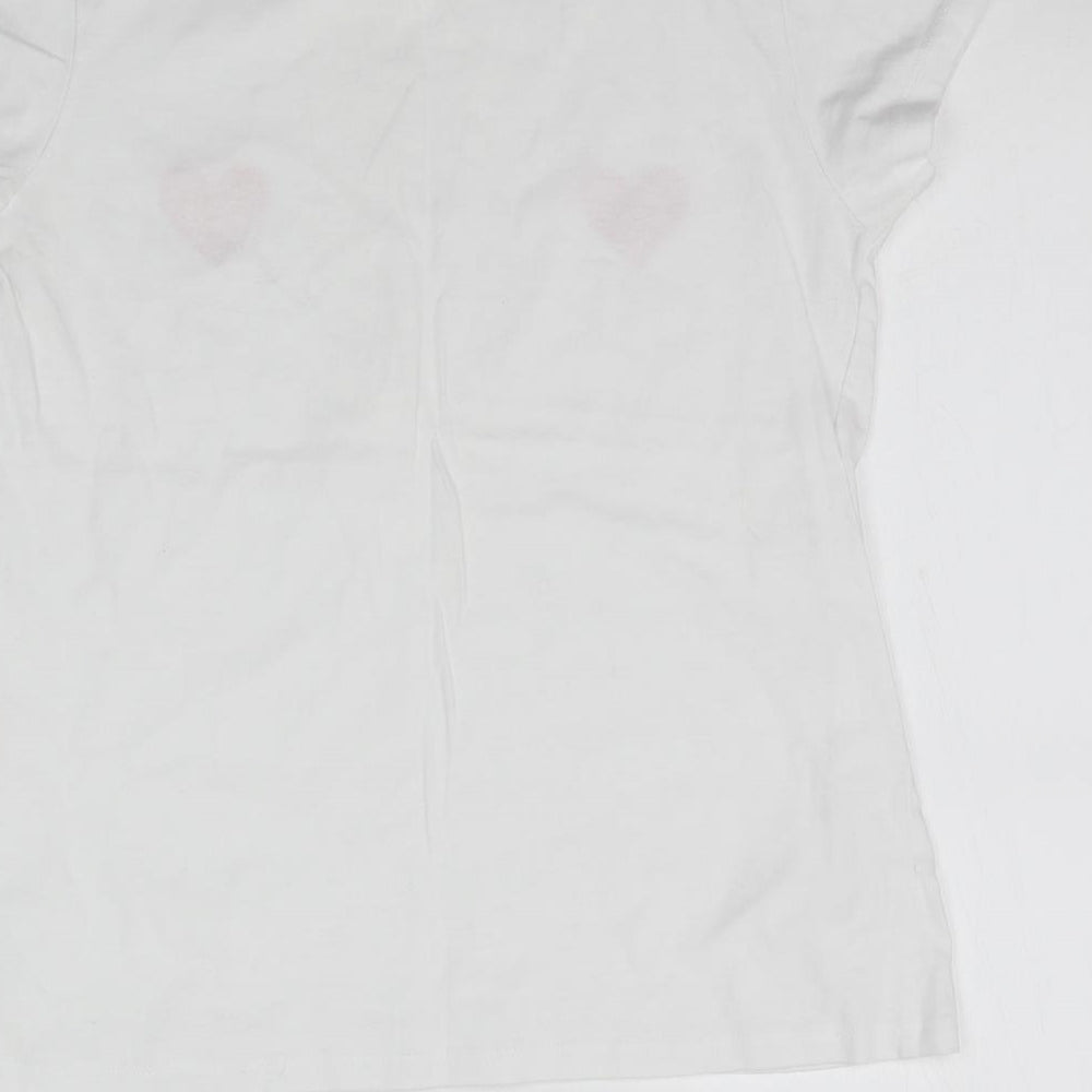 Primark Womens White Basic T-Shirt Size 6 - Love Hearts