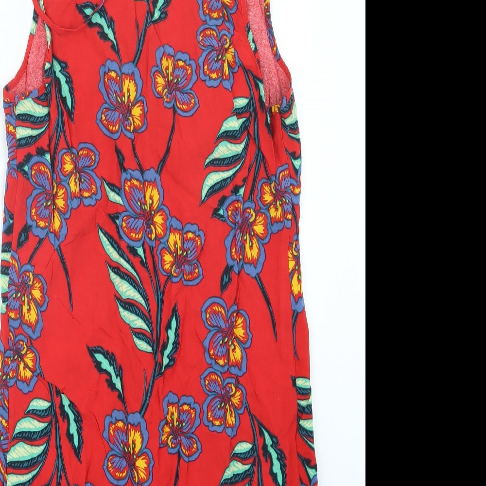Papaya Womens Red Geometric Basic Blouse Size 10