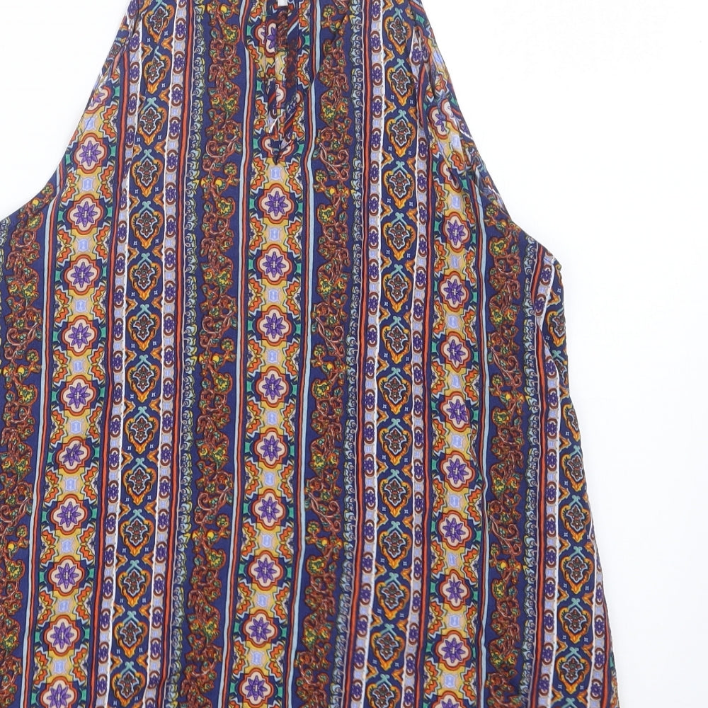 Jones New York Womens Blue Geometric Basic Blouse Size S