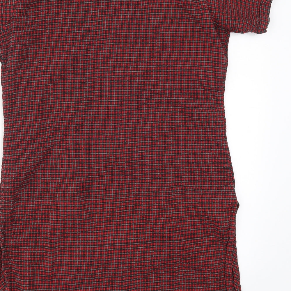 Preworn Womens Red Check Basic T-Shirt Size 12